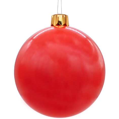 Riesen Weihnachtskugel aufblasbar 45 cm mit Erdspieß - rot - XXL Christbaumkugel Garten Dekoration mit Saugnapf - Aufblasbarer Outdoor Weihnachtsball Baumschmuck extra groß