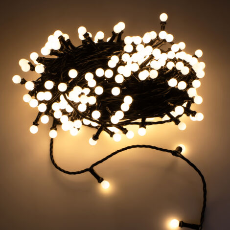 LED Lichterkette für Außen mit 200 mini Kugeln - 20 m - Deko Beleuchtung warm weiß mit Dimmer und Timer - Kugellichterkette Weihnachten Party Licht mit Stecker wasserdicht