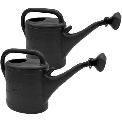 Kunststoff Gießkanne 10 Liter anthrazit - 2er Set - Gartengießkanne mit abnehmbarer Brause -Kanne für Haus und Garten zur Bewässerung für Pflanzen