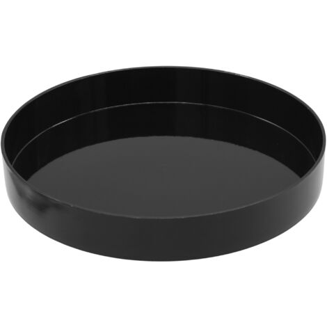 Kerzentablett rund schwarz hochglanz - 25 cm - Serviertablett glänzend mit Rand