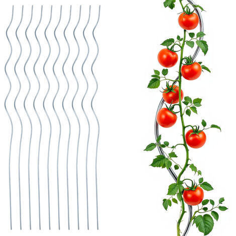 Tomaten Spiralstab verzinkt 110 cm - 10er Set - Metall Rankstab für Tomatenpflanzen