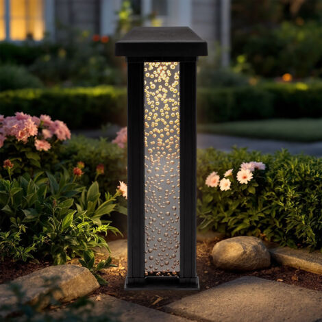 LED Solar Gartenstecker im Sprudelsäule Design - 30 cm - Garten Deko Wegeleuchte warm weiß