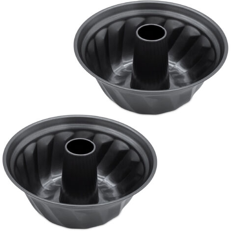 Gugelhupfform rund Ø 26 cm dunkelgrau PFOA-frei - 2er Set - Napfkuchen Backform mit Antihaft-Beschichtung