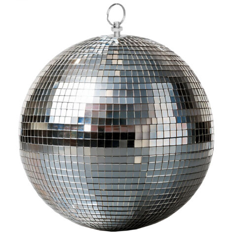 Discokugel mit Haken zum Aufhängen - 30 cm - Spiegelkugel mit Echtglas Facetten in Silber