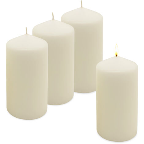 Echtwachs Stumpenkerze 4er Set 15 x 7 cm - creme weiß - Blockkerze für Adventskranz und Laternen