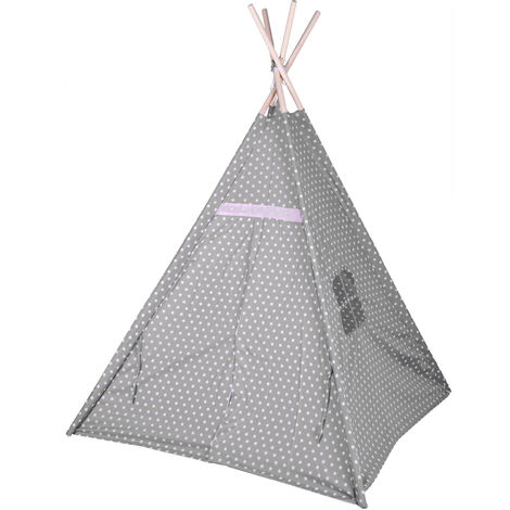 Wigwam Indianerzelt - Spielzelt cm Zelt Tipi - Kinder Kinderzimmer 160 grau/rosa Farbe: Kinderzelt