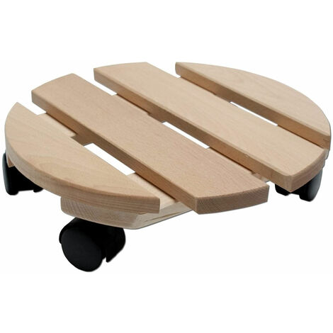 Holz Pflanzenroller Buche massiv rund - 30 cm - Blumenkübel Rollbrett Untersetzer Rolluntersetzer Pflanzenrolli Blumentaxi