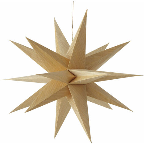 Papier Weihnachtsstern in Holz Optik - 40 cm - Advents Stern Fensterdeko 3D Deko Hänger