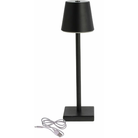 LED Akku Tischleuchte für Außen warm weiß 38 x 12 cm - schwarz - Outdoor Touch Leuchte Nachttischlampe Schreibtischlampe Deko Lampe