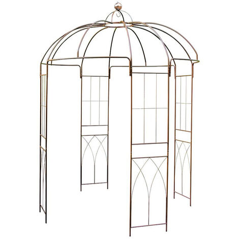 Metall Rosen Pavillon rostbraun - 270 cm - Stahl Rosenbogen Rankgitter Rankhilfe
