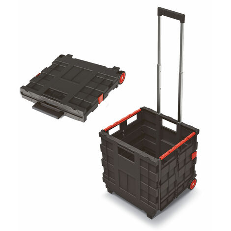 Kunststoff Einkaufstrolley CART T klappbar mit Rädern - 35 L - Transportbox fahrbar mit Teleskopgriff - Einkaufskorb Einkaufswagen rollbar klappbar Transport Einkauf Box Wagen Korb