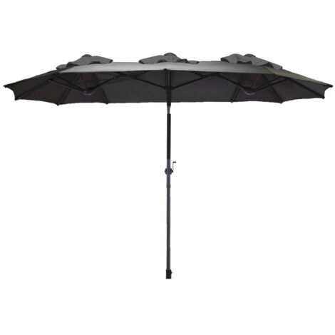 Doppel Sonnenschirm mit Kurbel 300 x 150 cm - anthrazit - XL Gartenschirm mit Knickgelenk - Martschirm Sonnen Schutz UV 50+ für Balkon Terrasse Garten groß verstellbarer Neigungswinkel