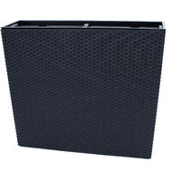XL Pflanzkasten anthrazit in Rattan Optik 57 x 49 cm Kunststoff