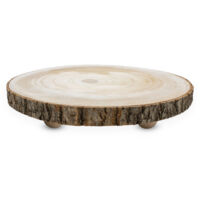 Blumenhocker aus Baumscheibe mit Rinde - Ø 25 cm - Holz Deko Pflanzenteller rund natur auf 3 Füßen