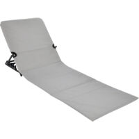 Strandmatte klappbar mit verstellbarer Rückenlehne - grau - Liegematte faltbar mit Tragegurt - Sonnenliege Gartenliege Stranddecke Liegematte für Garten Camping Picknick Reise Urlaub