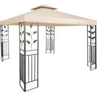 Pavillon Ersatzdach wasserdicht mit PVC Beschichtung 3 x 3 Meter - beige - Pavillondach mit Kaminabzug - Universal Garten Party Pavillon Dach Sonnenschutz