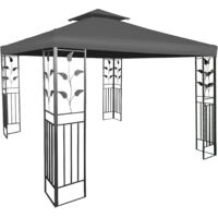 Pavillon Ersatzdach wasserdicht mit PVC Beschichtung 3 x 3 Meter - anthrazit - Pavillondach mit Kaminabzug - Universal Garten Party Pavillon Dach Sonnenschutz