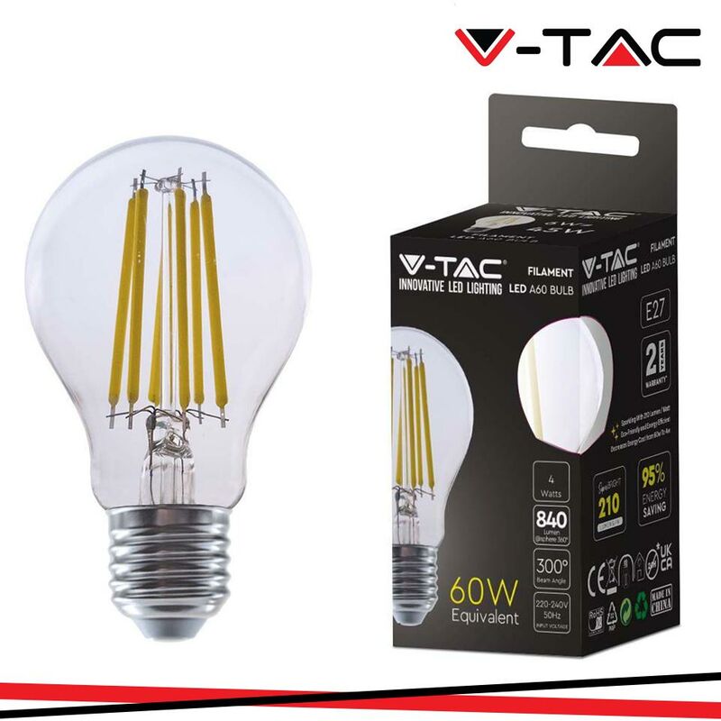 V-TAC VT-2334 Lampadina led 4W E27 4000k lampada filamento bulbo