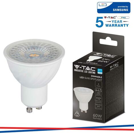 V-Tac PRO VT-247 Lampadina LED GU10 Faretto Spotlight 6W 110° CHIP SAMSUNG  - SKU