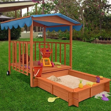 Toys Games Wiltec Sandbox Folding Lid 2 Bench Seats 980x980x200