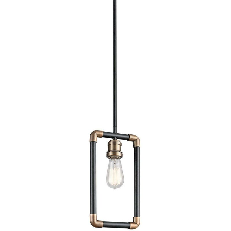 Elstead Lighting - Elstead Imahn - 1 Light Mini Ceiling Pendant Light Black, Natural Brass, E27