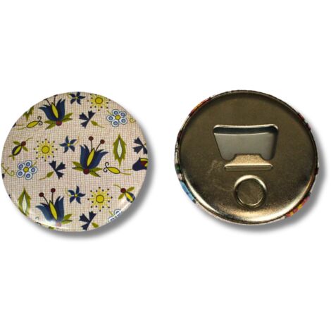 Imán con abridor, flores populares de Casubia, beige