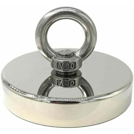 Imán de elevación CHOYCLIT, imán de neodimio superpotente de 300 kg, ideal para pesca magnética, Ø 90 mm con bucle metálico de neodimio.