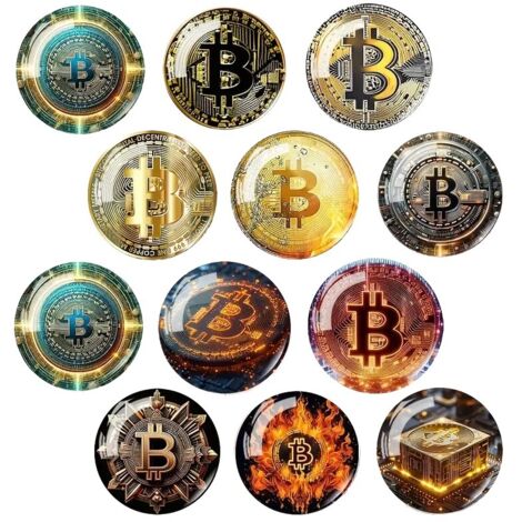 Imán de vidrio para refrigerador Bitcoin BTC mezcla de patrones
