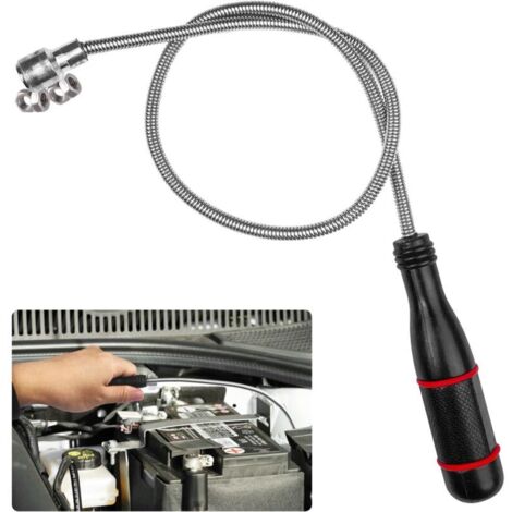 Imán mecánico flexible de 60 cm, imán potente, herramienta de recogida magnética, varilla de recuperación magnética para recoger piezas pequeñas, objetos metálicos y piezas de automóviles.