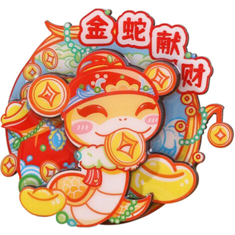 [Imán para nevera] - [Imán con frase china] - [Ofrenda de serpiente dorada] - [Imán decorativo de madera y acrílico] - [Imán de Año Nuevo]