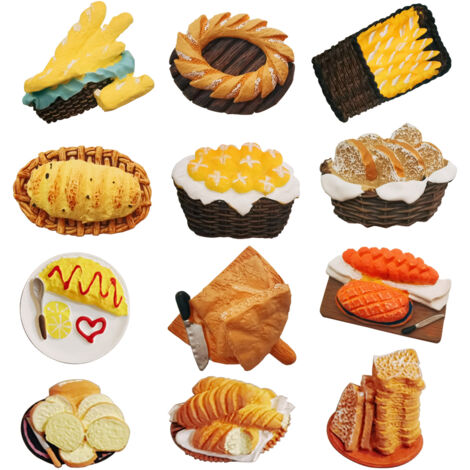 Imanes de resina para nevera con motivos de comida (12 unidades) – Imanes decorativos para cocina/oficina, para superficies magnéticas, multicolor, 4 cm