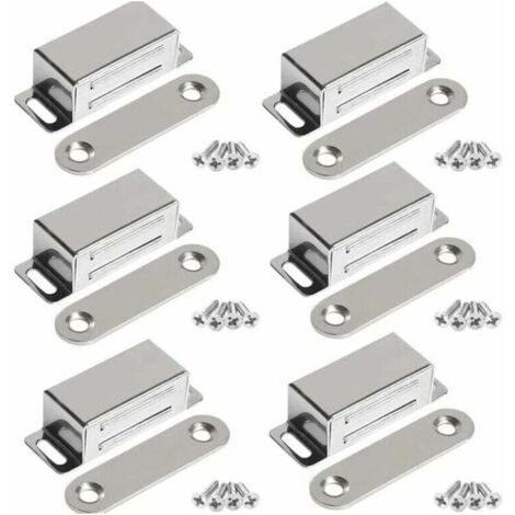 Imanes KZQ para puertas de muebles, 10 kg de fuerza, de acero inoxidable, para armarios (paquete de 6, con tornillos de acero inoxidable)