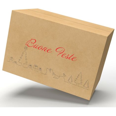 IMBALLAGGI 2000-5 Scatole con Stampa Buone Feste e Buon Natale - 40x40x40 - Scatola in Cartone Ondulato per Spedizioni e Regali - Idea Natale - 5 pezzi