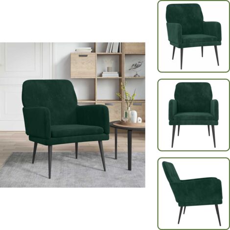 Imbottitura in gommapiuma - vidaXL Poltrona Verde Scuro 62x79x79 cm Velluto - Poltrona relax