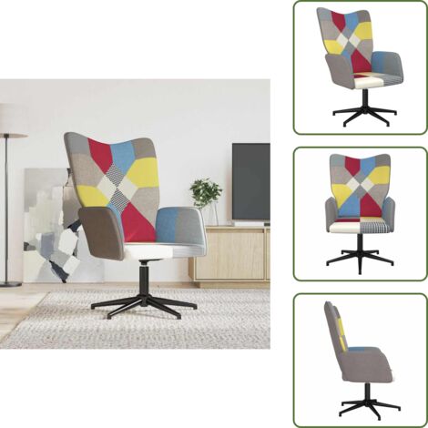 Imbottitura in schiuma - vidaXL Poltrona Relax in Tessuto Patchwork - Rotazione a 360 gradi