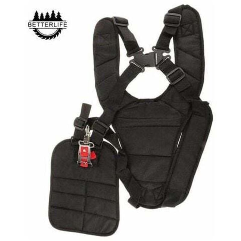 Image of Imbracatura imbottita a doppia spalla per decespugliatore, tosaerba e decespugliatore, colore nero di sicurezza