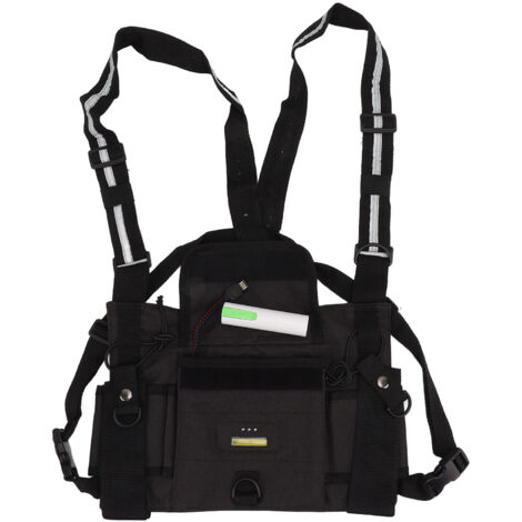 Imbracatura radio con tasca frontale per la radio e gilet walkie-talkie con striscia riflettente per una maggiore sicurezza.