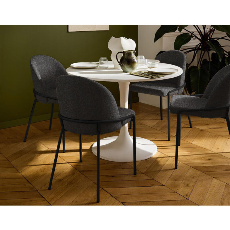 Lisa Design - Imelda - lot de 4 chaises - en tissu - gris anthracite - gris anthracite