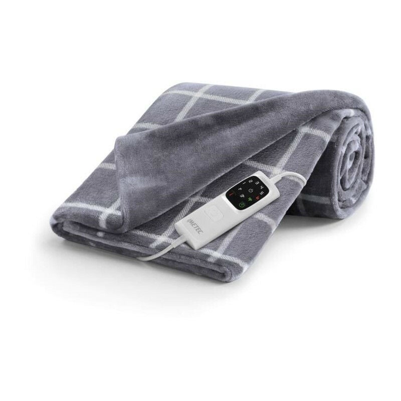 Imetec - Couverture Chauffante Plaid chauffant 150x110 cm - 6 Températures - Tissu Toucher Velours et Sherpa - Lavable en Mac