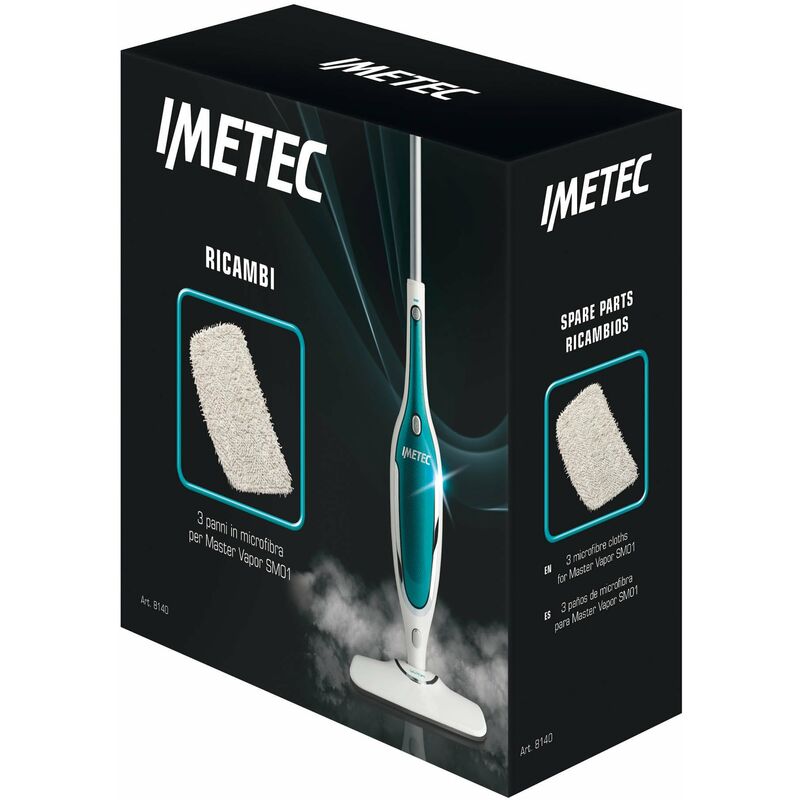 Image of Imetec - 8140 Kit Ricambi 3 Panni In Microfibra Per Scopa a Vapore Master Vapor SM01, ‎Bianco