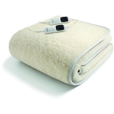 Imetec Adapto Scaldasonno Matrimoniale 150x160 - Scaldaletto Elettrico 100% Lana Merino, Basso Consumo, 2 zone di riscaldamento separate, Timer Autospegnimento, Massima Sicurezza, Made in Italy