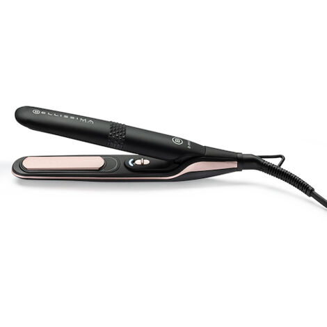 Imetec Bellissima B-Mini Piastra per Capelli Mini da Borsa e da Viaggio Rivestimento in Ceramica Multivoltaggio Automatico Nero Rosa