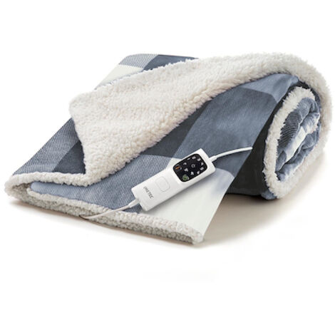 Imetec CaldoPlaid Tartan Grey Plaid Riscaldabile Morbida Coperta Elettrica 160x120 cm Lavabile