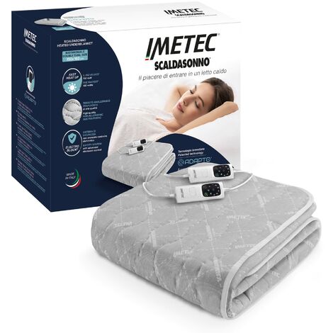Imetec Scaldasonno Adapto matrimoniale, Basso consumo, Riscaldamento rapido, Temperatura personalizzata, Tessuto trapuntato anallergico, Made in italy, 2 comandi con 6 temperature, 150 x 160 cm