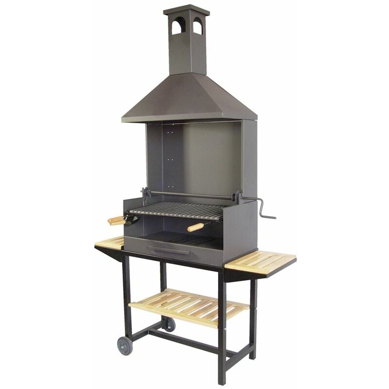 

IMEX-71528 Barbacoa chimenea con ruedas y elevador parrilla inox [imex-71528]