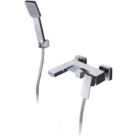 IMEX Badewannen-Duscharmatur aus verchromtem Messing und Zamak mit Keramikkartusche Ø35 mm verstärktem Metallbrauseschlauch 18 m ABS-Duschhalter Valencia Serie Imex-BDV003-4