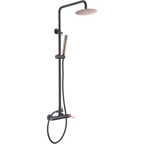 IMEX BDYS045/NOR MILOS STICK Conjunto de Ducha Monomando Negro Oro Rosa - ref: BDYS045/NOR