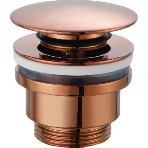 Imex – Bonde de lavabo Click-clack en laiton et zamak – Or rose brillant – Mécanisme à encliquetage – VCC016