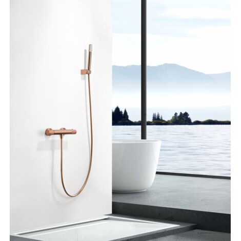 IMEX BTD038-5ORC LINE Kit Ducha Termostático Oro Rosa Cepillado - ref: BTD038-5ORC
