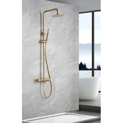 IMEX BTD038/ORC LINE Conjunto Ducha Termostático Oro Rosa Cepillado - ref: BTD038/ORC